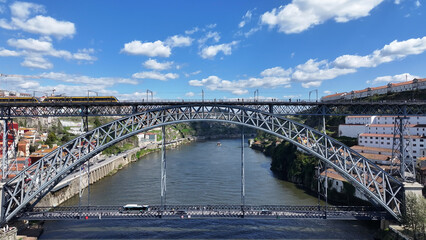 Luis I Bridge At Porto In District Of Porto Portugal. Downtown Landscape. Cultural Heritage. Public...