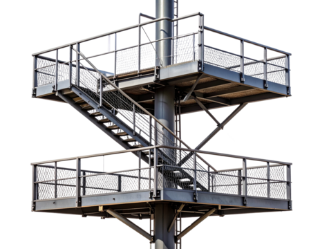 Metal Observation Platform Mounted on Tall Pole PNG - Powered by Adobe
