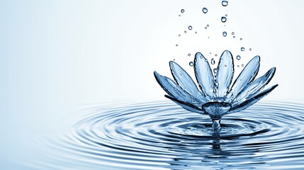 Abstract Water Droplet Flower Ripples Light Blue Background