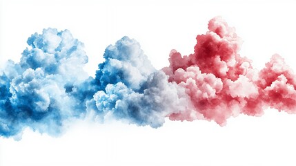 Abstract Blue and Red Clouds on White Background