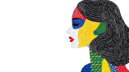 Abstract Colorful Geometric Portrait of a Woman