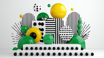 Abstract Geometric Composition with Spheres and Stripes