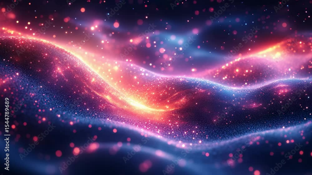 Poster experience the enchanting display of vibrant cosmic waves flowing seamlessly through a starry expans