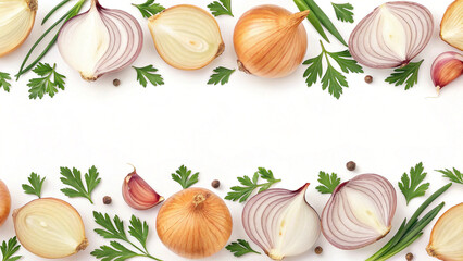 Fresh Onions, Garlic, and Herbs A Culinary Delight