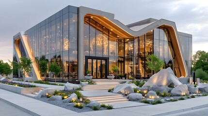 Sleek architectural landscape lighting high resolution picture