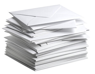 Neatly Stacked Envelopes and Papers PNG