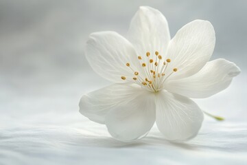 Obraz premium Delicate white flower embodies purity and fresh beginnings on a serene in white background. Generative Ai