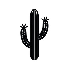Saguaro Cactus Black and White Vector Illustration