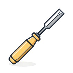 Chisel Tool Icon - Wood Carving Flat Line Vector