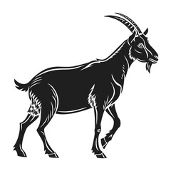 Goat Silhouette Vector Art – Farm Animal Outline Design. Black Goat Silhouette Illustration – Vector Clipart.