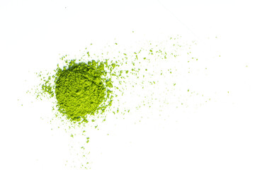 powder of matcha isolate on white, high quality image