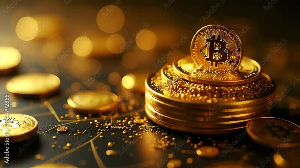 Poster cutting-edge digital gold: advanced blockchain integration for secure global transactions and asset 