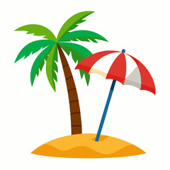 tropical beach with umbrella