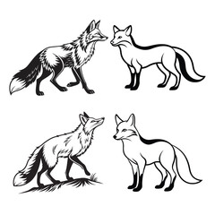 Fox Silhouette Vector Illustration Art Bundle Set