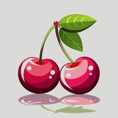 cherry with leaf
