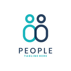 Minimalist people logo with two abstract human figures