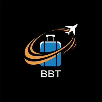 Creative Travel Logo Design with Suitcase and Airplane Icon &ndash; BBT Travel Brand Concept
