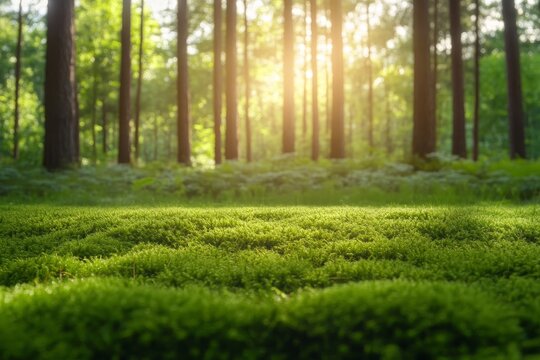Unber&uuml;hrte Fichtenw&auml;lder in naturnaher Umgebung, durchflutet von der W&auml;rme der Morgensonne