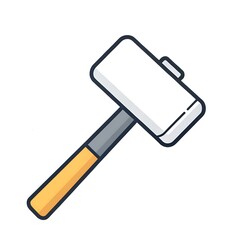 Mallet Icon - Soft Hammer Tool Flat Line Vector