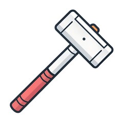 Mallet Icon - Soft Hammer Tool Flat Line Vector