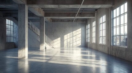 Obraz premium Sunlit Industrial Loft Space