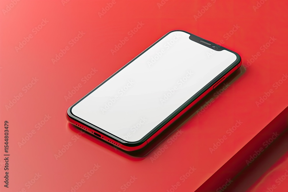 Poster vibrant color visual of smartphone mockup with red background