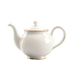 Obraz premium Elegant white teapot with gold trim perfect for afternoon tea or a special occasion