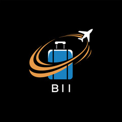 Fototapeta premium Creative Travel Logo Design with Suitcase and Airplane Icon – BII Travel Brand Concept 
