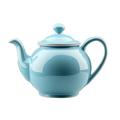 Obraz premium A light blue teapot with a lid on a white background