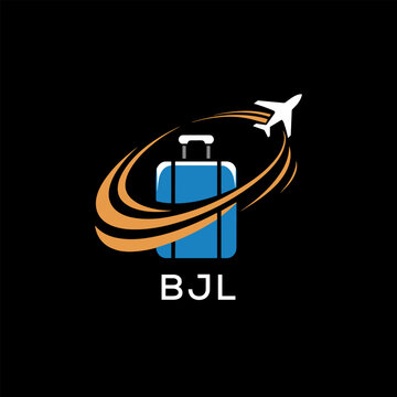 Creative Travel Logo Design with Suitcase and Airplane Icon &ndash; BJL Travel Brand Concept
