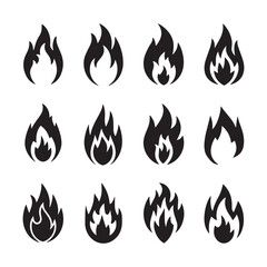 set of fire icons. Fire Flame Icons Set. Heat, Burn & Ignited Symbols. Fire Vector Collection.eps