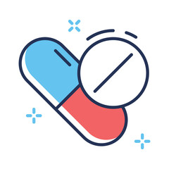 Well crafted linear style icon representing drugs