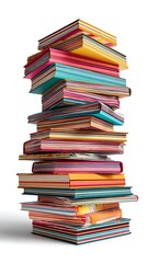 Stack of Colorful Striped Books Isolated on White Background