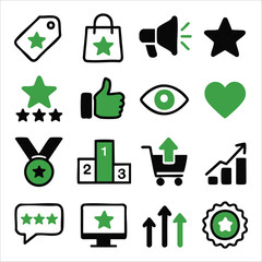 Digital Marketing Social Feedback Icon Set