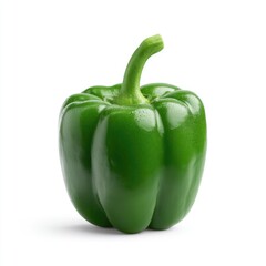 Fresh and Vibrant Green Bell Pepper Isolated on White Background
