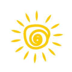 Hand drawn bright summer sun icon