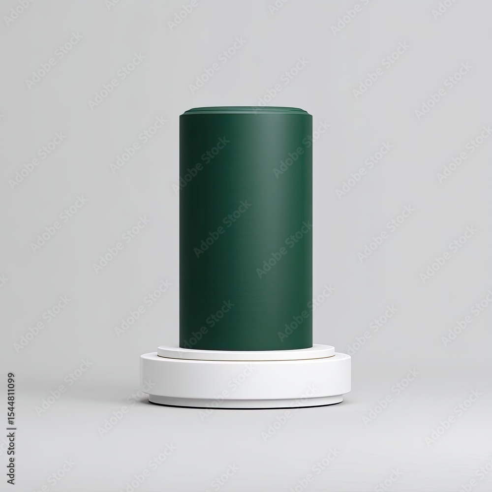 Poster modern circular green object on white base with minimalist design