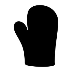 Silhouette of a simple black oven mitt for cooking and baking protection