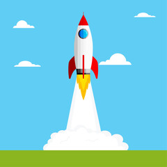 Fototapeta premium Rocket Launch, Concept of a company launching a product or service