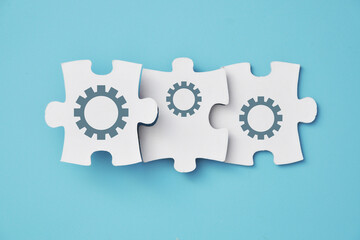 Gears in a well-coordinated joint work. The concept of business and the work of a team of...