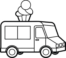 an ice  cream  truck with a big ice  cream cone on top