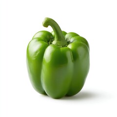 Fresh Green Bell Pepper on White Background for Culinary Use