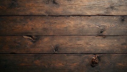 Fototapeta premium Old brown rustic wooden texture background. Dark aged wood surface, weathered boards. Grunge wood texture for background, banner, poster design. Vintage wooden backdrop with copy space.