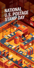 National U.S. Postage Stamp Day celebration with a vibrant border design