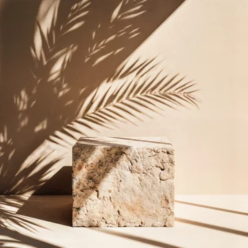 Warm Tropical Mood with Palm Shadow on Podium