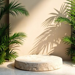 Rectangular Display with Tropical Leaf Shadow