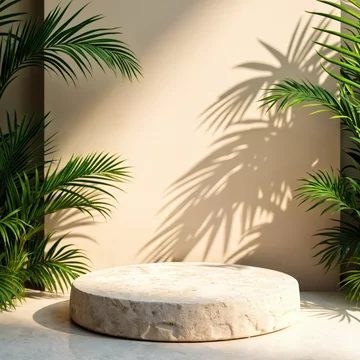 Rectangular Display with Tropical Leaf Shadow
