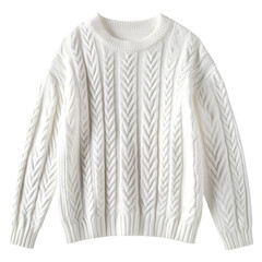 White cable knit sweater long sleeves cozy winter fashion apparel