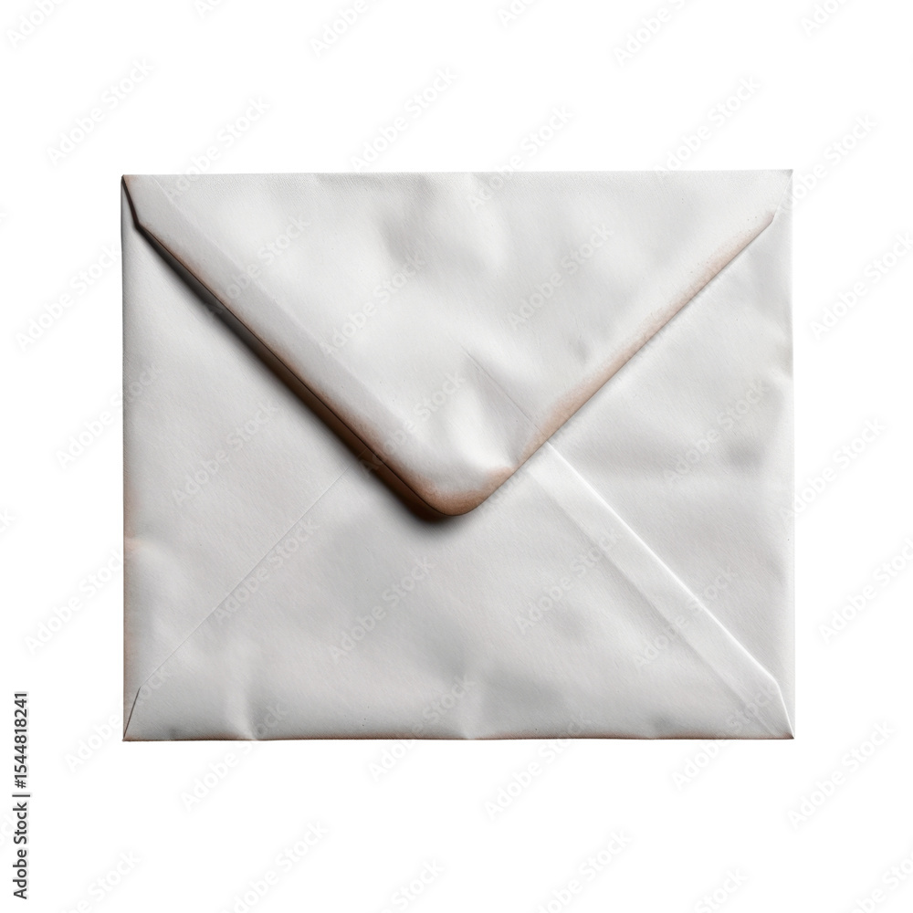 Poster simple white envelope with slightly crumpled texture, perfect for sending letters or invitations. it
