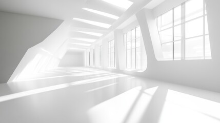 White Architectural Interior with Sunlight